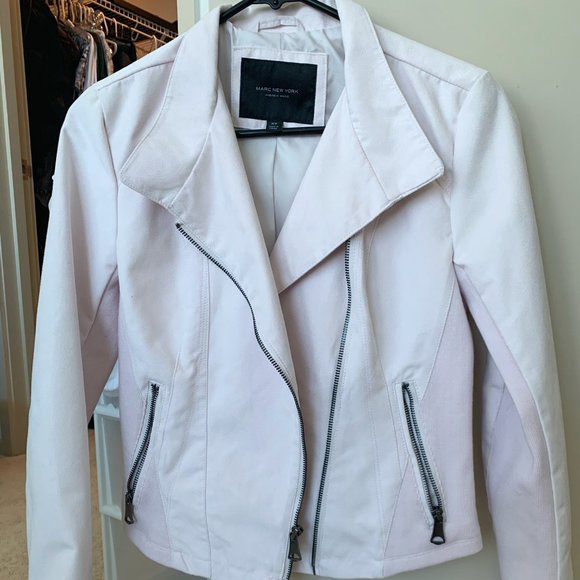 Andrew Marc XS light pink suede moto jacket - Picture 1 of 4